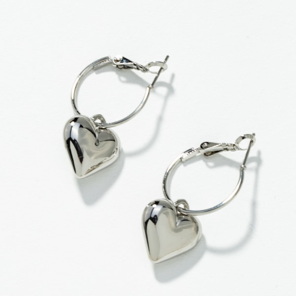 Silver nålar mode metall hjärta örhängen temperament örhängen