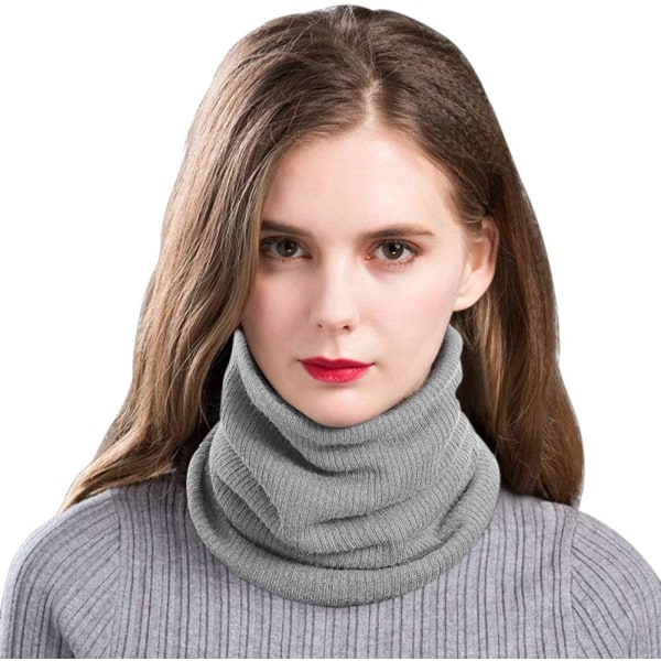 Rörhalsduk Dam Vinter Stickad Varm Cirkelhalsduk Fleece Foder Hals