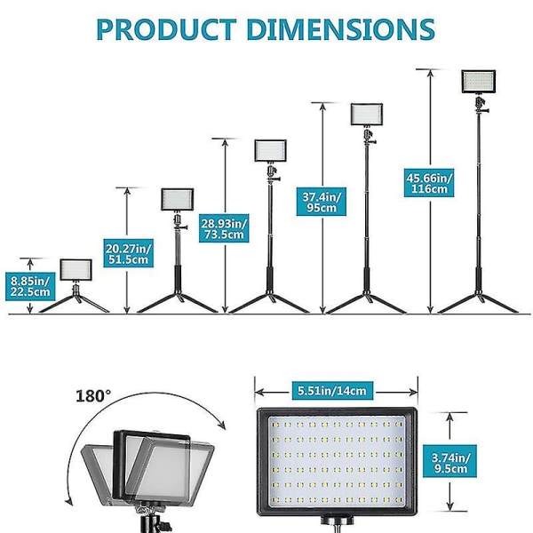 Led Panel Justerbar 5600k Usb Videolys - 2 Led Med Stativ Og Farvefilter Per Gruppe Til Lav Vinkel, Zoom / Videokonferencebelysning