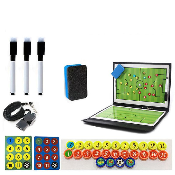Football Coaching Board Coaches Urklipp Tactical Magnetic Board Kit med torr radering, markör och dragkedja D