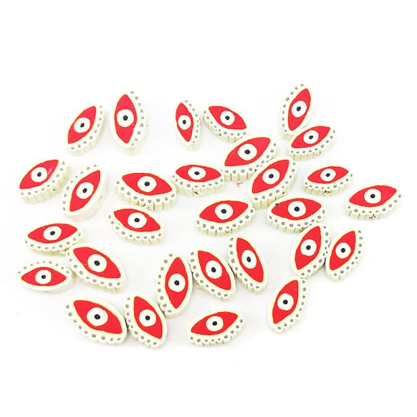 300 st Polymer Clay Beads Handgjorda frukttema Lösa distanspärlor för smyckenstillverkning (röda ögon)