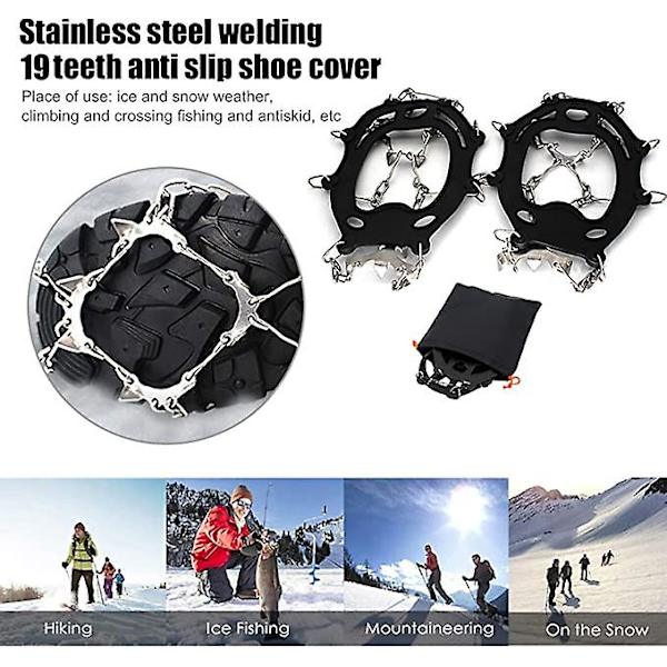 Crampons Isbrodder Med 19 Tænder 201 Rustfrit Stål Pigge Og Holdbar Silikone, Anti-Slip Sko Pigge Til Vinter