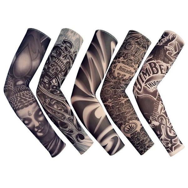 Tillfällig falsk tatuering armärm cykel basket solskydd ärm för män och kvinnor unisex mörk set