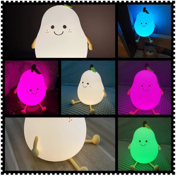 Sød natlampe, pære natlampe, baby natlampe, børns natlampe, genopladelig dæmpbar silikone skallampe (farve)