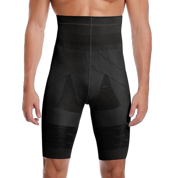 Män Body Shaper Mage Control Shorts Shapewear Maggördel Boxer Hög midja Slimmande Underkläder Ben（XL Svart）