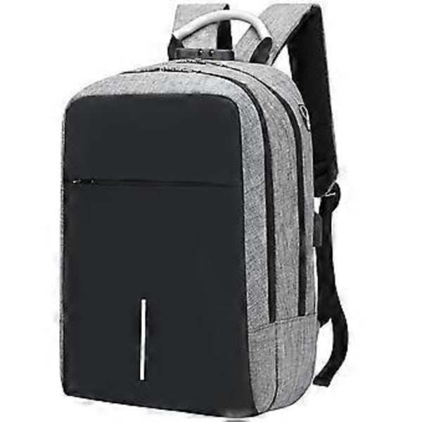 Vanntett Laptop Ryggsekk med Flere Lommer for Reise, Studier eller Business (Grå)