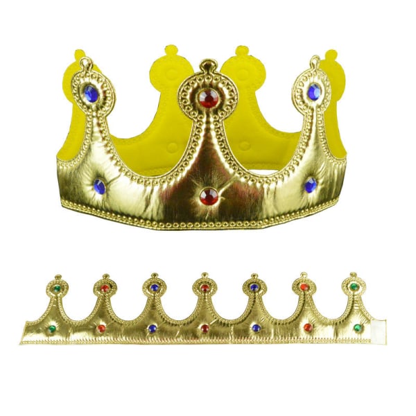 Muovinen kuningaskruunu lapsille 2 kpl Kultahopea karnevaaliasutarvikkeet Lasten puku Fancy Mekko