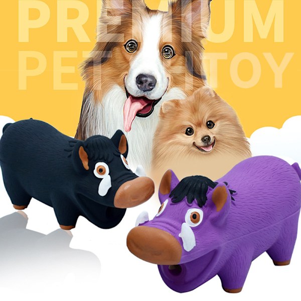 Latex hundelegetøj, pivende lyd, gris dyre tyggelegetøj, kæledyr gummi lyd legetøj, egnet til små hunde, store hunde, sort