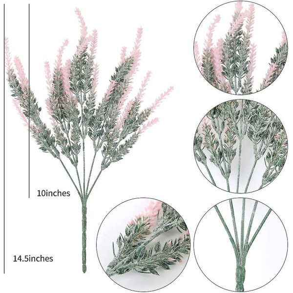 Kunstige lavendelblomster falske planter med plastbryllupsbukett (10 stk rosa)