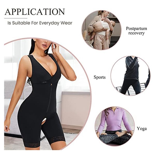 Midjetränare Body för kvinnor Tummy Control Full Body Shaper Open Bust Shapewear Lår Slankare Korsett（6XL Svart）