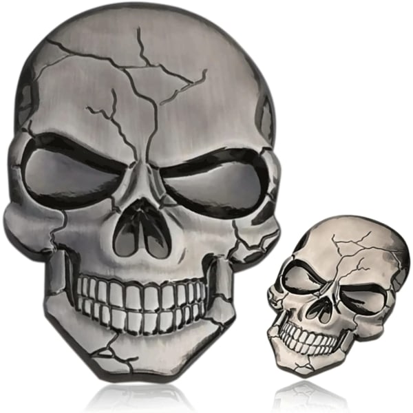 3D Dödskalle i metall för bil och telefon, Demon metal skull head body patch (brons)