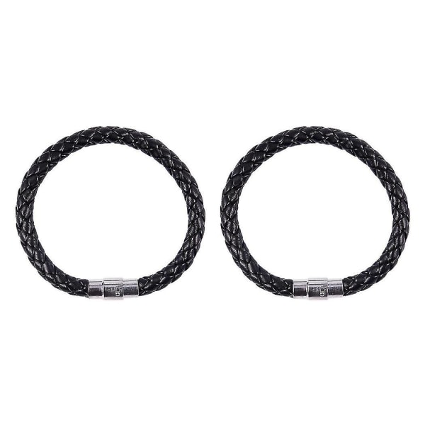2st Pu-läderreparmband,enkelt armband magnetlås dekorativa armband för kvinnor män mode svart