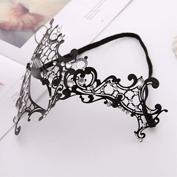 Maske for maskerade, venetiansk maske, metallmaske for maskerade for kvinner, laserkuttet festmaske for damer (hvit)