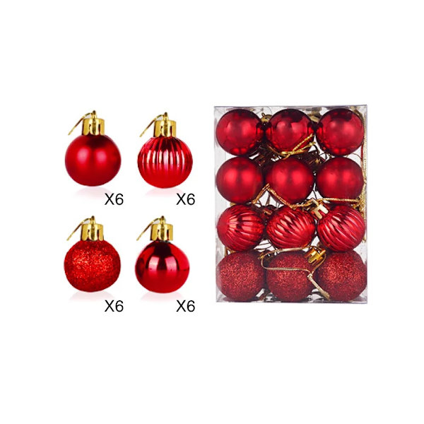Röda julgranskulor, 24 st röda julgranskulor julgranskulor set för T
