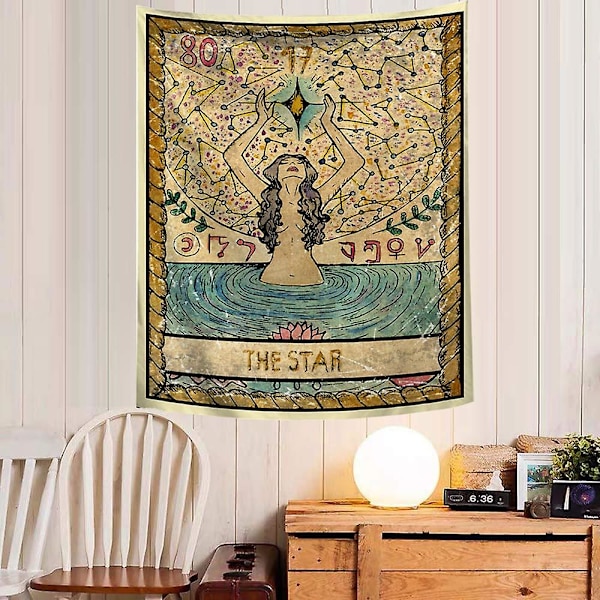Tarot Star Gobeläng, Tarotkort Astrologi Gobeläng Väggbonad Gobeläng För Sovrum 51 X 59 Tum