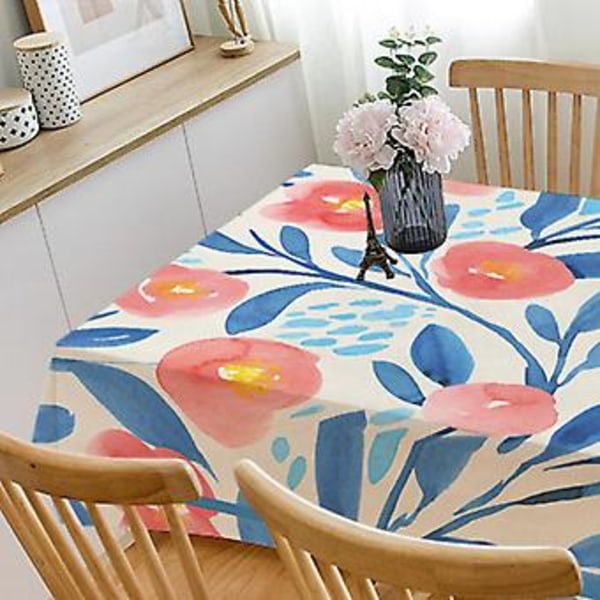 Bordsduk, tryckt bordsduk, rektangulär skrynkelfri tvättbar bordsduk, slitstark polyester bordsduk för kök, middagar, fester (78 tum)