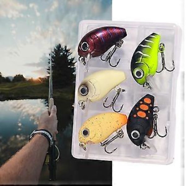 5 st Fiskedrag Konstgjorda fiskbeten Topwater Crankbaits Wobbler Konstgjorda hårda beten med tackelbox Lätt att använda Set 1 1.5g