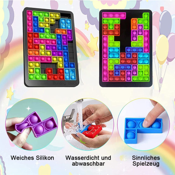 Lærende Fidget Legetøj til Piger Drenge Tetris Silikone Puslespil Brætspil