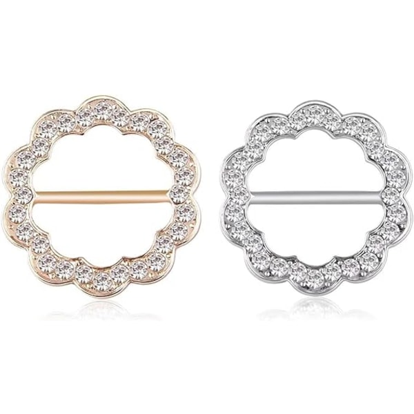 2 stk. Cubic Zirconia Spænde Silke Ringe til Tørklæder