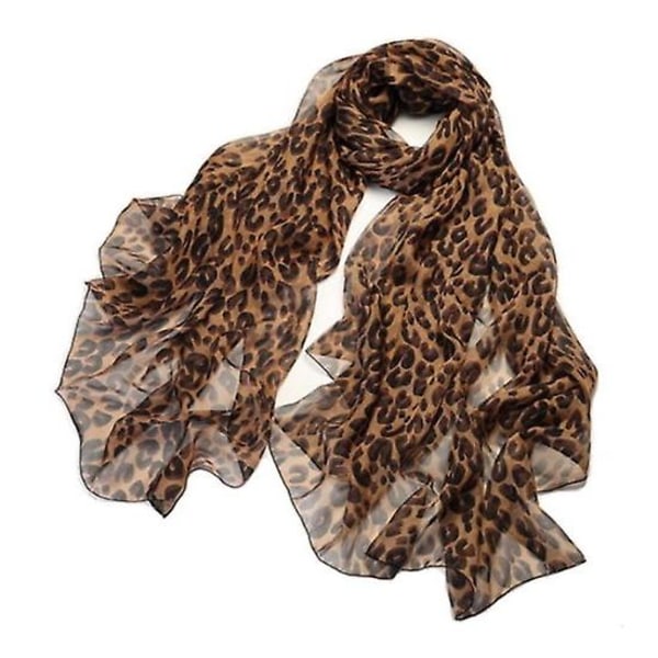 Damer Kvinder Mode Dyre Leopard Print Wraps Tørklæde Chiffon Sjal Stort Stål（Leopard1）