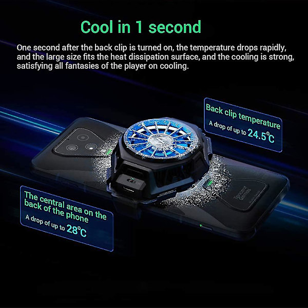 Black Shark Phone Cooler Pro för spel, livestreaming, vloggar, för 2,63-3,46 tum iOS/Android halvledarkylare