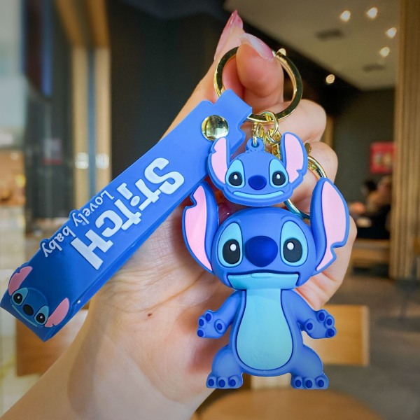 Anime Disney Stitch nøglering og dukke nøglering Fashion Couple taske Blå
