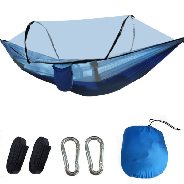 Hængekøje Stor campinghængekøje med myggenet sikret og lastet