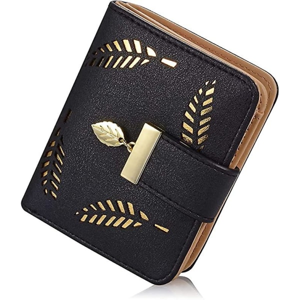 Plånbok, Liten Bifold Läder Plånbok Handväska Med Korthållare Hollow Leaf, Pengapåsar Med Zip Presenter För Kvinnor