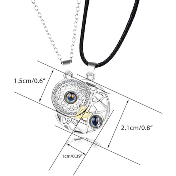 Sol og måne magnetiske par halskæder 100 sprog jeg elsker dig