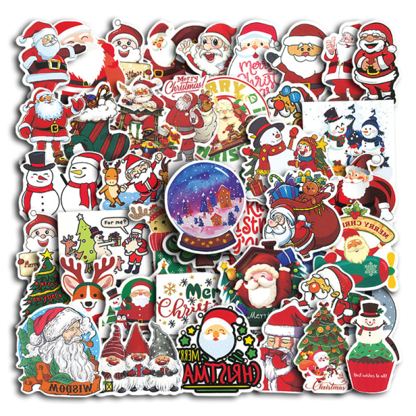 50 Christmas Decorative Sticker Pack, Skateboard Waterproof Stick