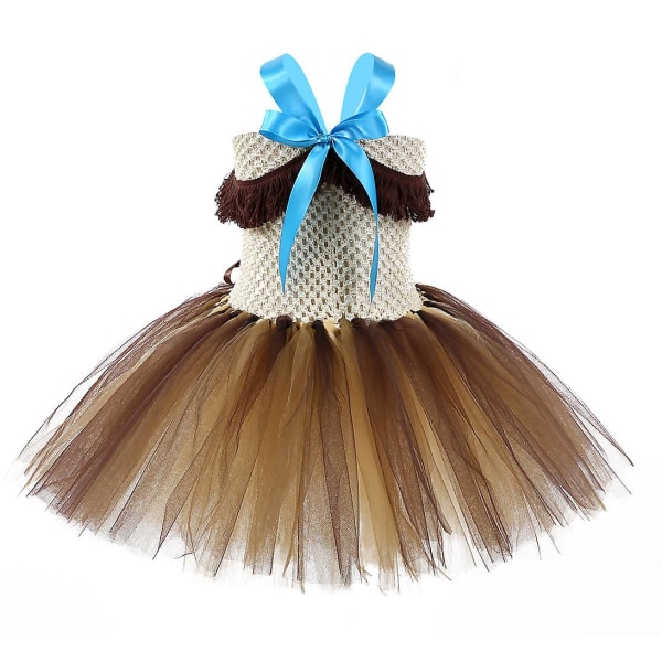 Princess Tutu Moana Pocahontas Kjole Blomsterpike Kjole Tyll Kjoler Cosplay Kostyme（M(3-4Y) Beige）