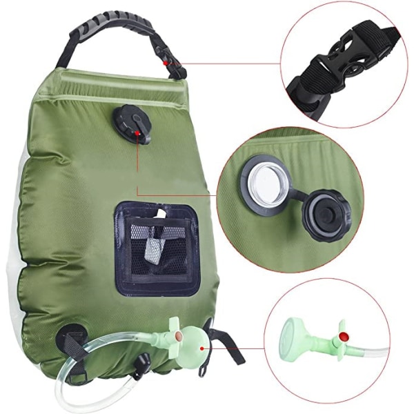 Solar Shower Bag  20 liters  Camping  temperature 45 °C  hiking  Climbing