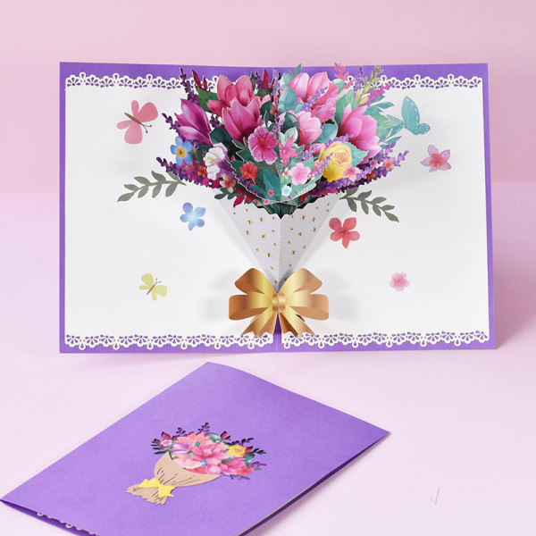 3D pop-up bursdagskort med naturlig konvolutt