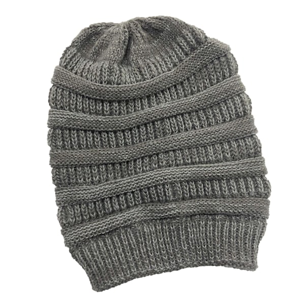 Vinterstrikkede hue til kvinder, silkefor med satin, chunky hue, blød strækbar kabelstrik, varm slouchy hue (mørkegrå1)