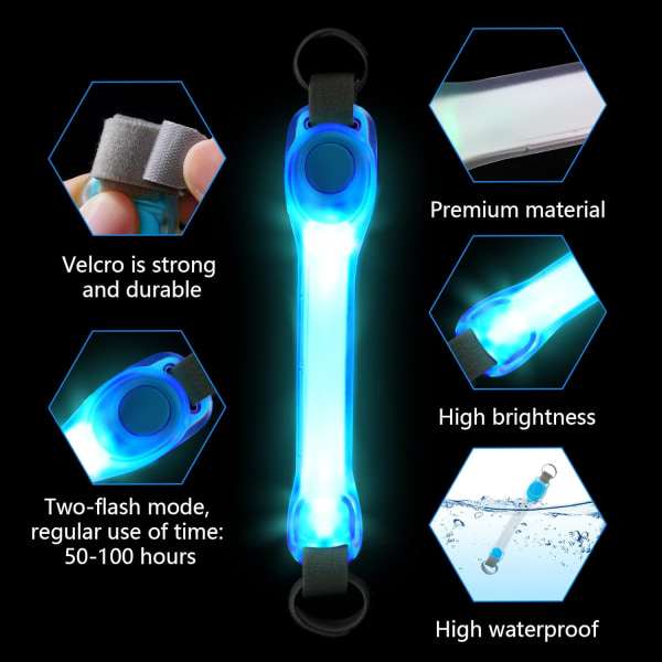 Lysende hundebånd, vanntett blinkende LED-halsbånd for hund med 2 lys