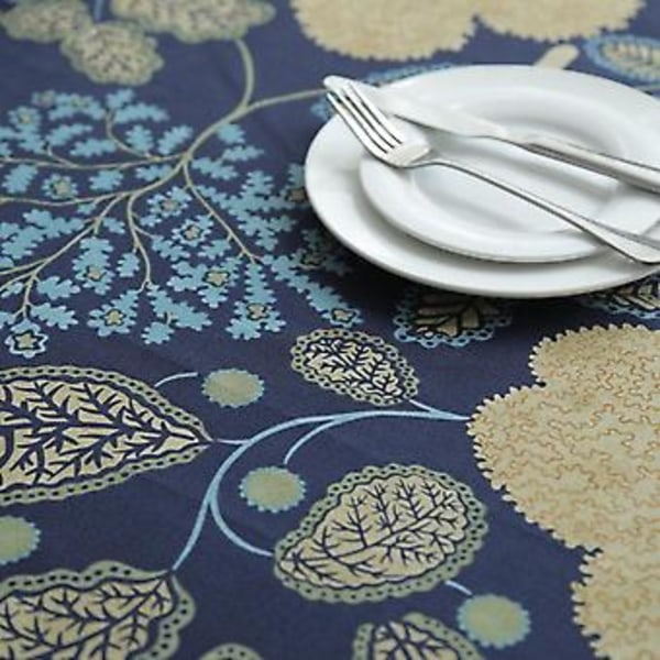 Bordsduk 100% Bomull Blommig Tryckt Rektangulär Inomhus Utomhus Spilltät Tyg Bordsduk För Vår Sommar Fest Picknick Bröllop Kök Heminredning