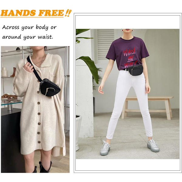 Elegant Dametaske Kvinder Mini Talje Taske Mode PU Læder Bum