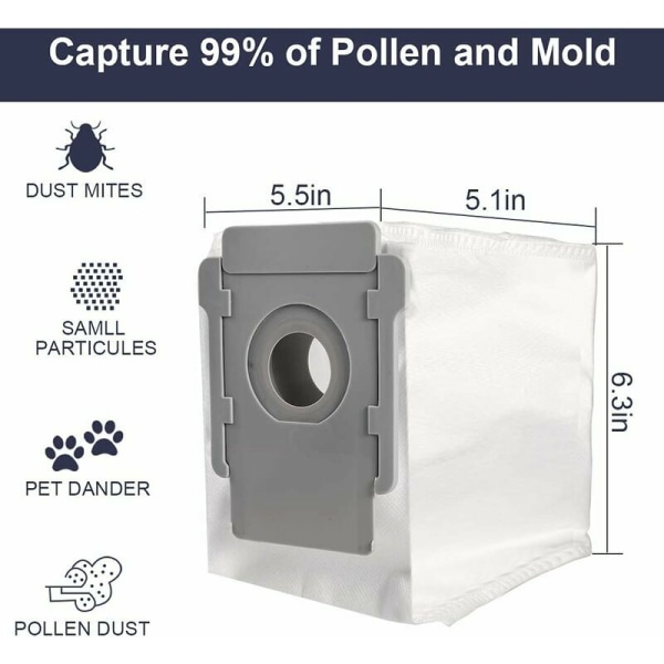 10-pak støvsugerposer kompatibel med iRobot Roomba i&s Ser