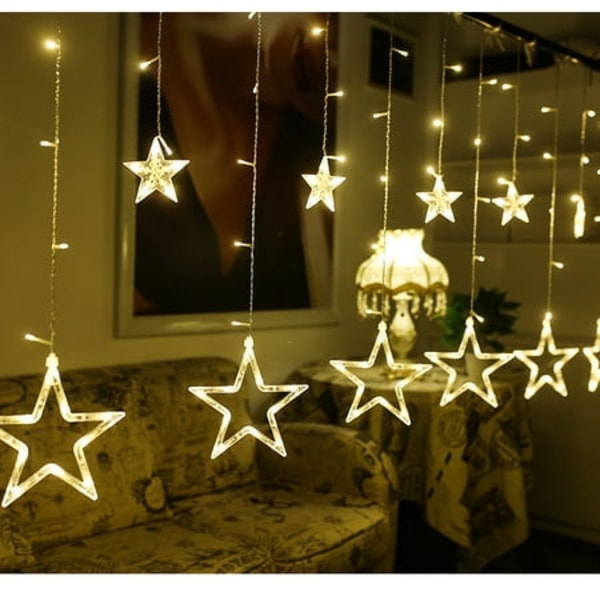 138 LED 12 stjärnor gardin LED stjärnformade ljusslingor, fönstergardin