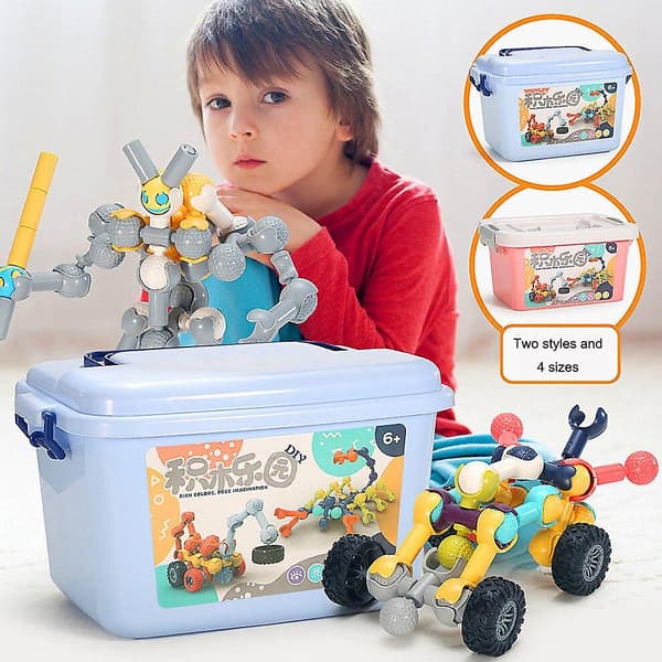 Interlocking Block Large Particle Building Blocks Skeleton Stick Children's Diy Assembly Model Spelling Toy