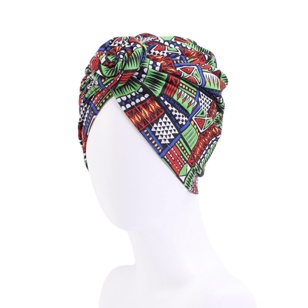 Geometrisk blågrønn Bohemian Wind Donut turban cap knutedeksel han