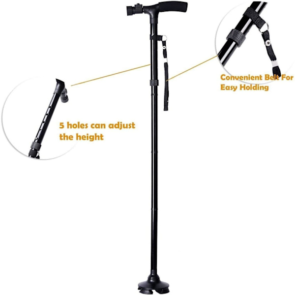 Vandrestok, LED Foldbar Vandrestok Med Justering