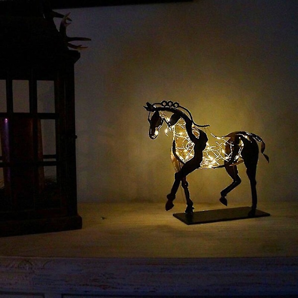 Hästskulptur Adonis Häst ihålig metallprydnad med ljus Bordsdekoration