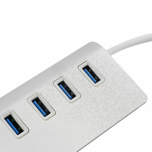 Aluminium 4-port USB 3.0 Hub 5 Gbps hastighedsadapterkabel til pc bærbar