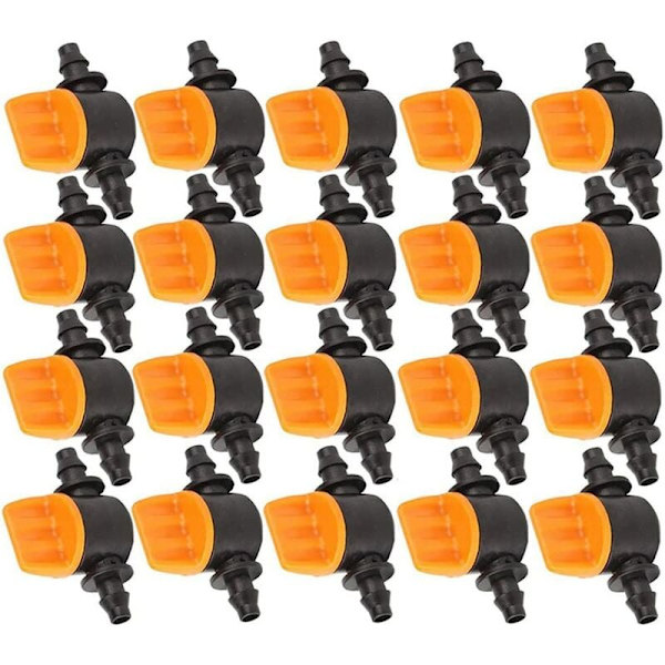 20-pack 6,35 mm minidrippventiler för 4/7 mm bevattningsslang (smal