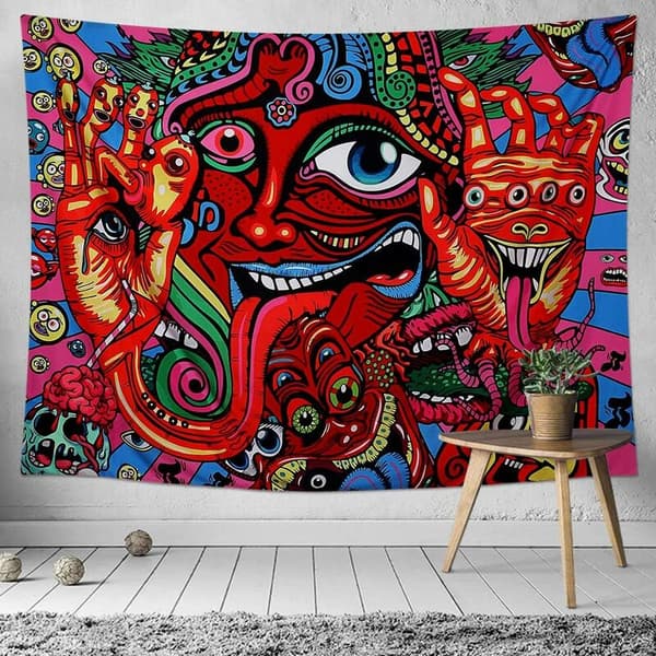Psykedelisk arabesk väggbonad hippie väggbonad