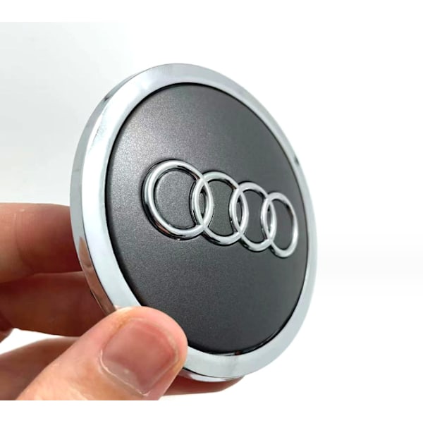 Grå matt 69mm Audi original hjulnavdeksel, sett med 1, for alum