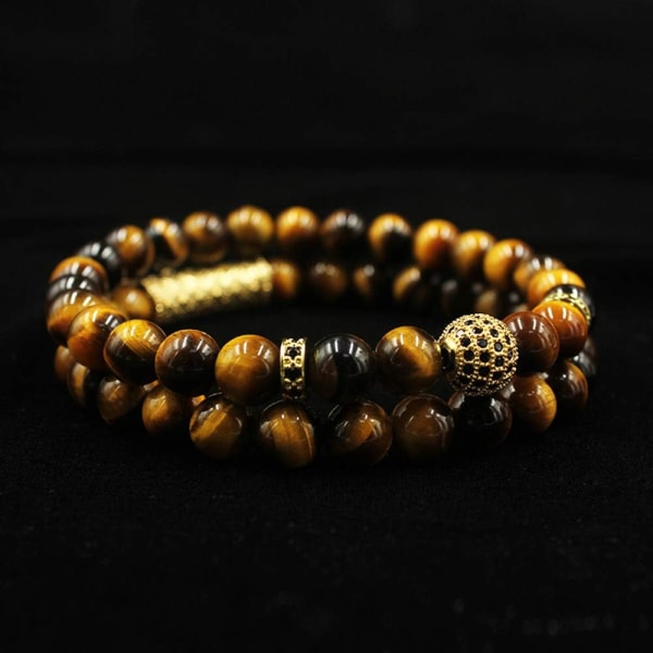 8mm Tiger Eye Stone Beads Armbånd Elastisk Naturlig Stein Yoga BH