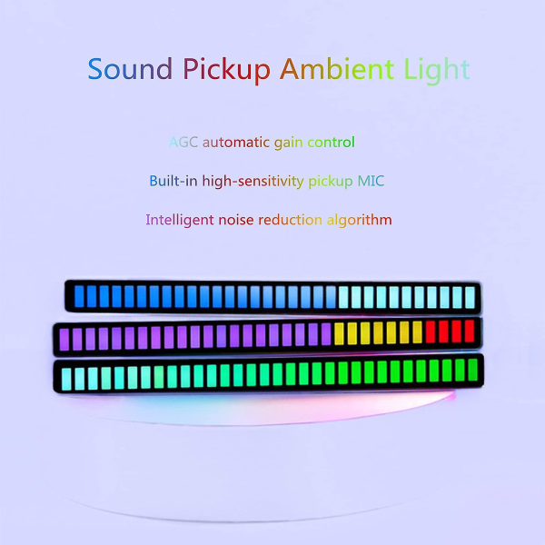 Rgb-ljudkontroll Pickup Rhythm Light Färgglad Led Ambient Strip-ljus med 32-bitars musiknivåindikator