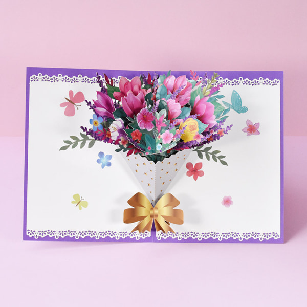 piece 3D pop-up birthday card with natural envelope